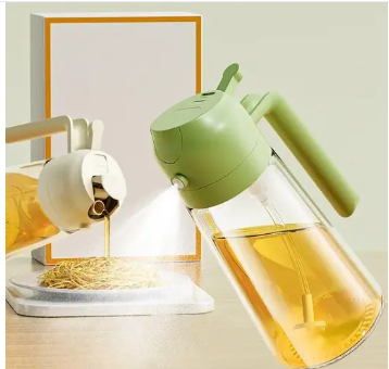2-in-1 Oil Dispenser & Mist Sprayer Bottle – Leakproof Glass Cooking Oil Spray Bottle