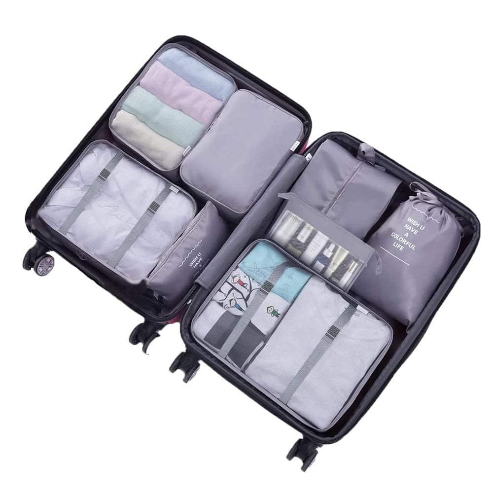 8-Piece Travel Luggage Organizer Set – Packing Cubes for Suitcase (Grey)
