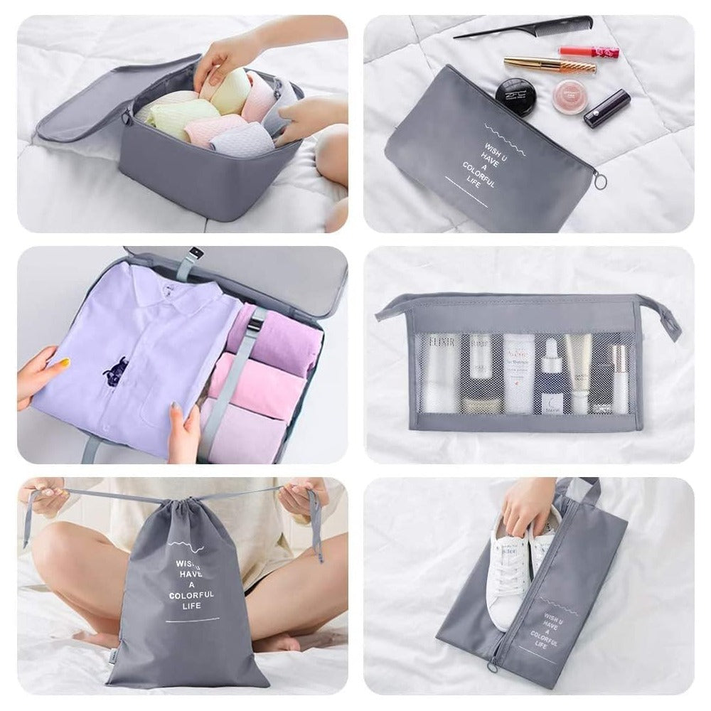 8-Piece Travel Luggage Organizer Set – Packing Cubes for Suitcase (Grey)