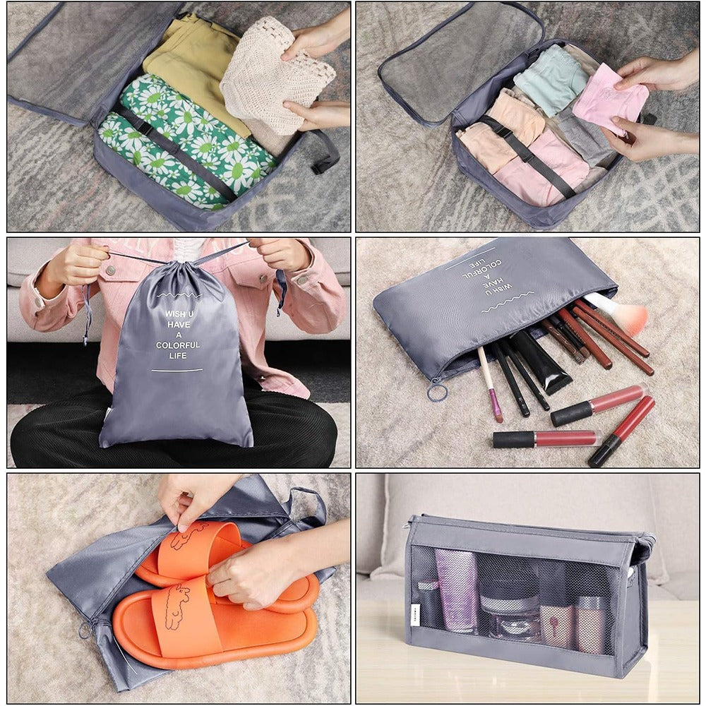 8-Piece Travel Luggage Organizer Set – Packing Cubes for Suitcase (Grey)