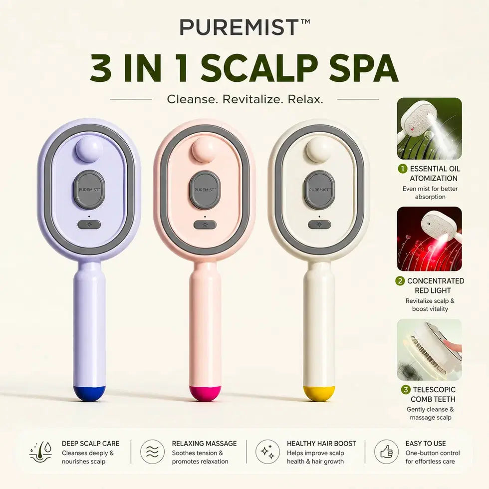 3-in-1 Scalp Spa Rechargeable Hair Spray Comb – Scalp Massager & Hair Care Brush, Pack of 1